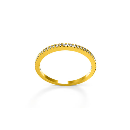 RKC Runder Moissanit-Ring aus 925er-Sterlingsilber, halbe Ewigkeit, stapelbarer Bandring für Damen, 925er-Silber, 14 Karat Roségold vergoldet, Gewicht 1,10 g, Breite 1,30 mm