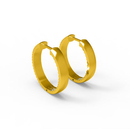 RKC 925 Sterling Silber Hoops & Huggies Damen-Ohrring, 14 Karat Gelb über Produktgewicht 7,00 GM, Höhe 22,00 mm