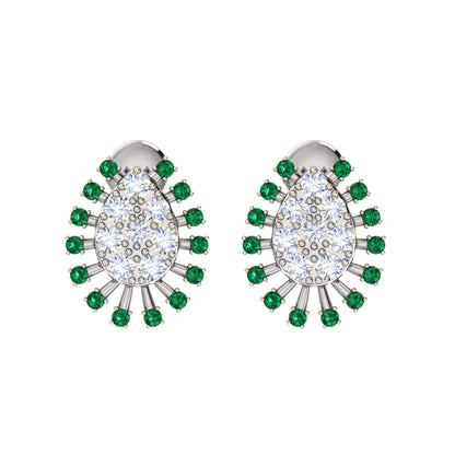 Orecchino da donna a grappolo in argento sterling 925 RKC 14k bianco su peso 3,00 g, altezza 14,00 mm