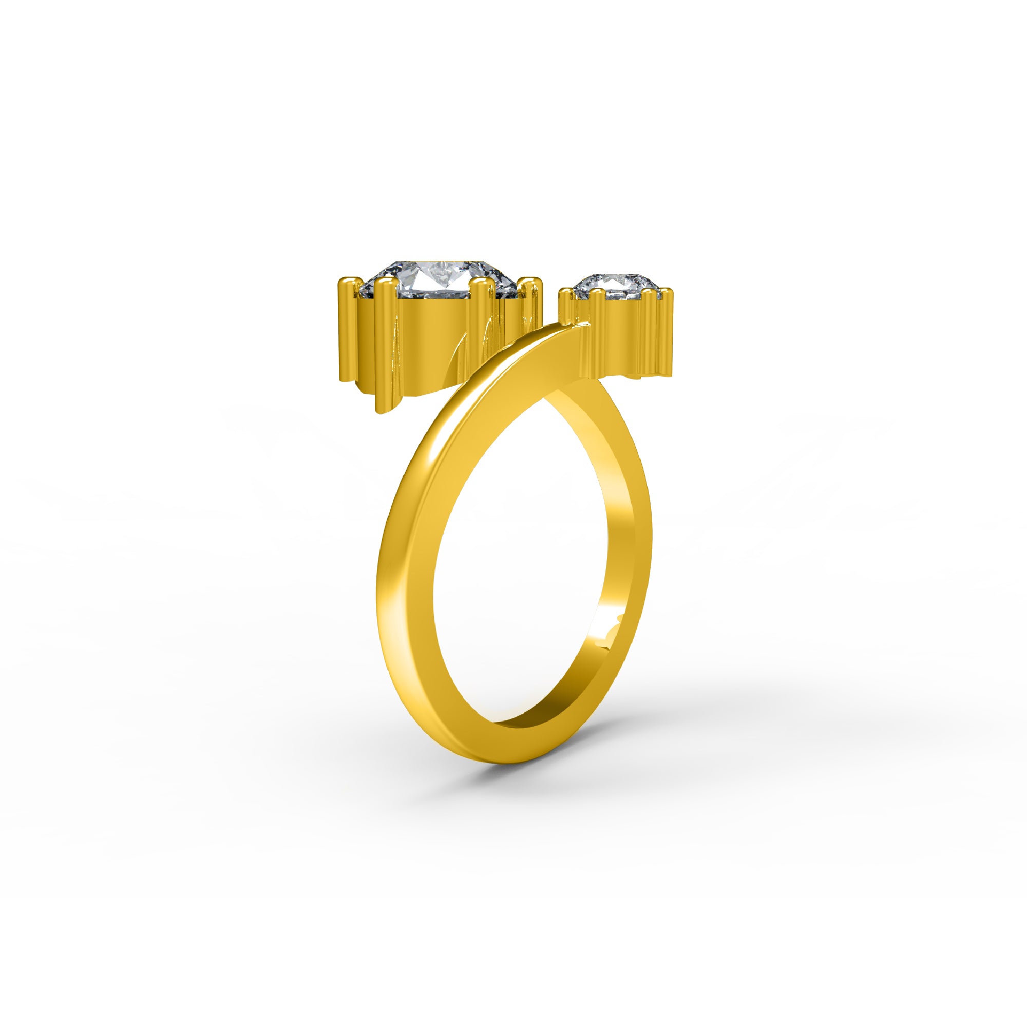 Anello di fidanzamento con moissanite a taglio rotondo RKC da 2,25 ct, argento 925, placcato in oro giallo 14k per peso da donna 3,8 g e 1,70 mm