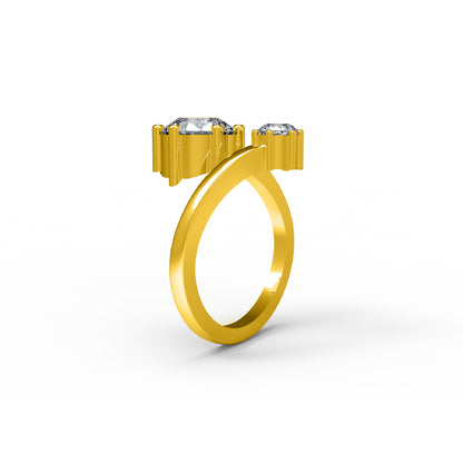 Anello di fidanzamento con moissanite a taglio rotondo RKC da 2,25 ct, argento 925, placcato in oro giallo 14k per peso da donna 3,8 g e 1,70 mm