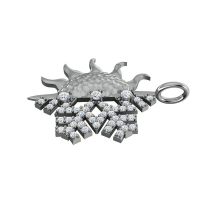 RKC Ciondolo con sole e fiocco di neve in moissanite da 0,47 ct, gioielli in argento 925, placcato in oro giallo 14 carati, peso 4,50 g, altezza 29 mm
