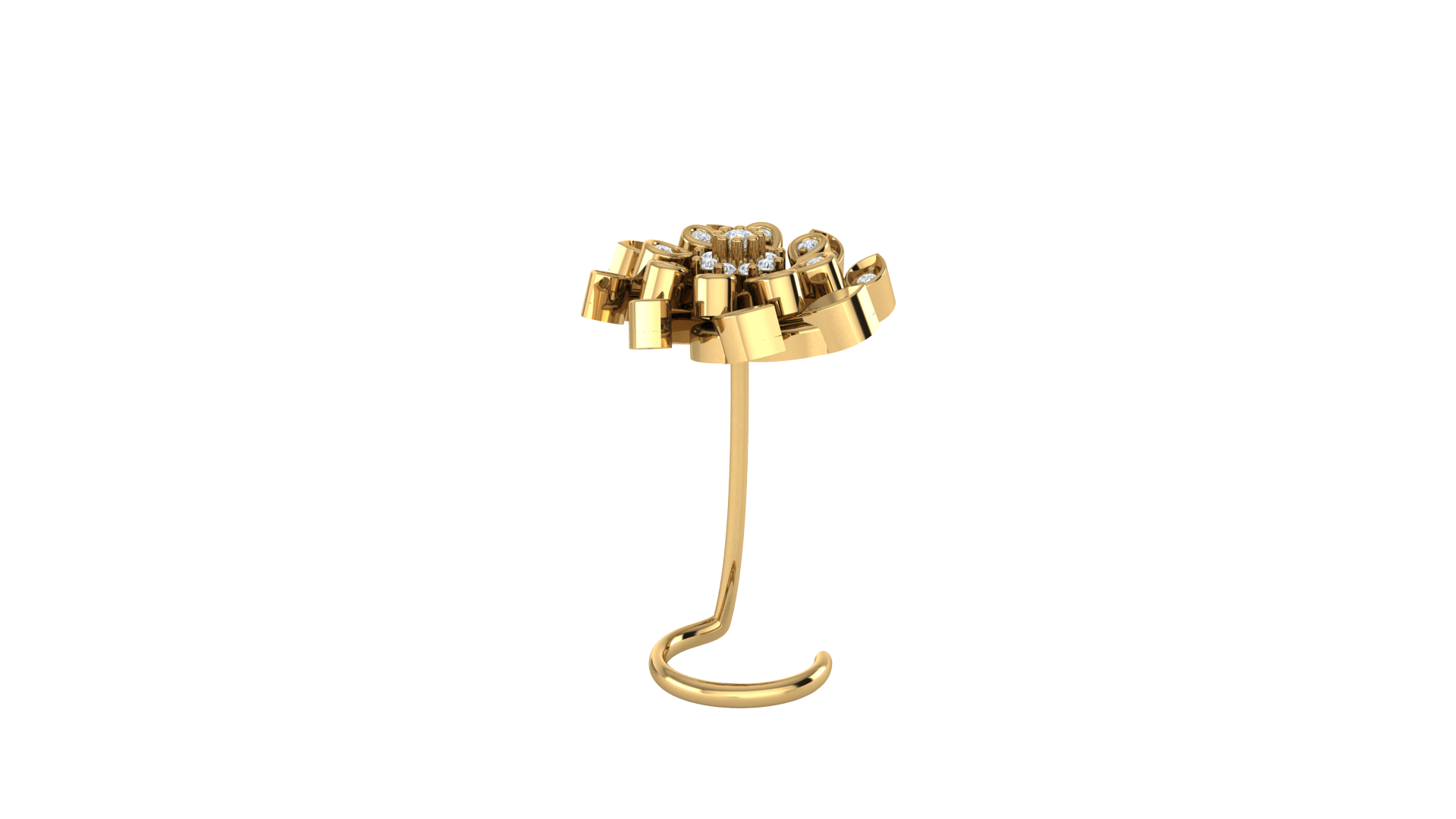 RKC JEWELRY Damen-Nasennadel mit Blumenmuster, 925er Sterlingsilber, 14 Karat Roségold vergoldet, Gewicht 1,30 g