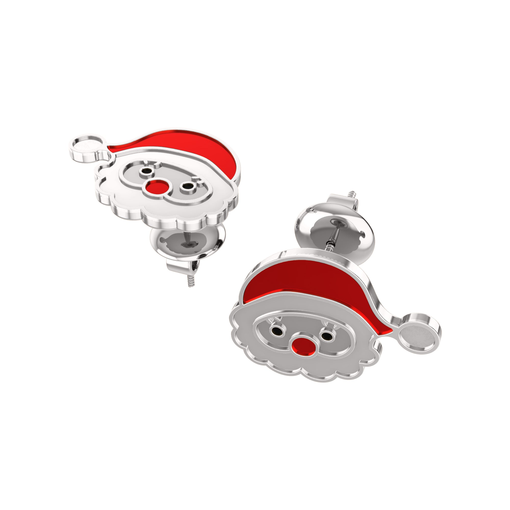 RKC Damen-Ohrstecker aus 925er-Sterlingsilber mit Weihnachtsmann-Emaille-Motiv, 14-Karat-Rosé-Gewicht, 4,50 g, Höhe 16,00 mm