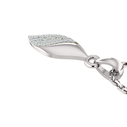 Ciondolo foglia di moissanite da 0,11 ct RKC, gioielli in argento 925 placcato in oro rosa 14 carati, peso 3,20 g, altezza 14,50 mm