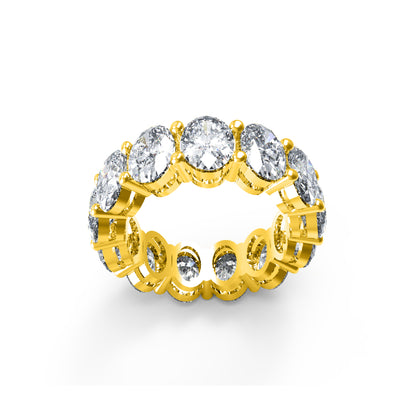 Anello di fidanzamento con moissanite taglio ovale RKC da 8,5 carati, argento 925, placcato oro giallo 14k, per donna, peso 4,40 g, larghezza 6 mm
