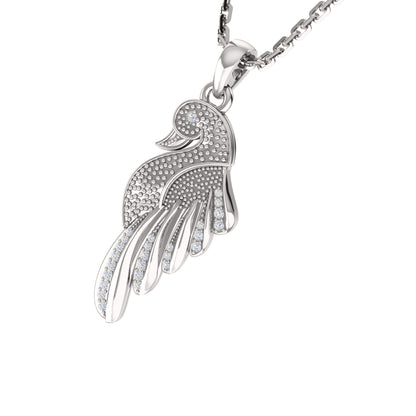 RKC 0,10 ct Moissanit Schwan Charm Anhänger Halskette 925 Silber Schmuck 14 K Roségold vergoldet Gewicht 4,50 g Höhe 24,50 mm