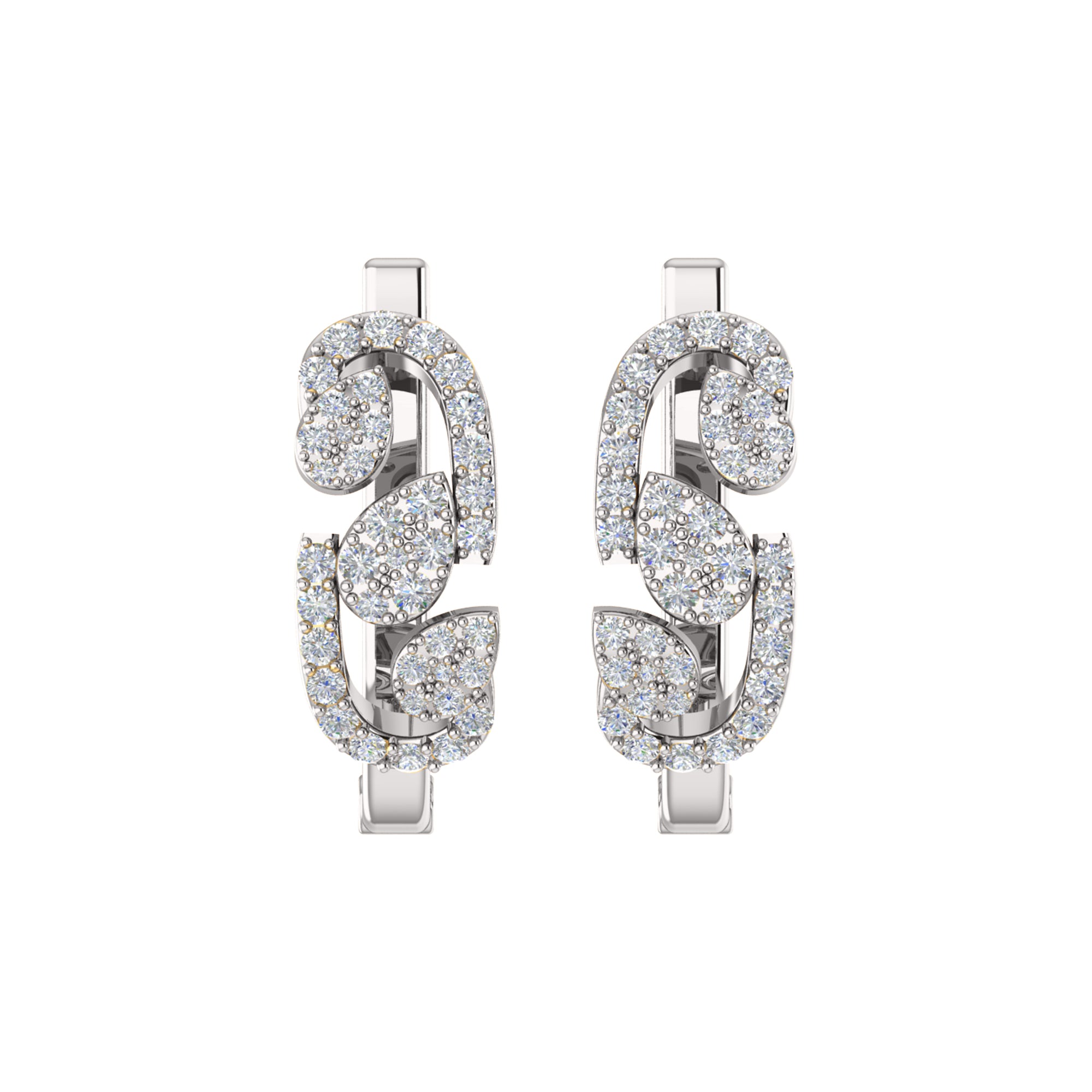 Orecchino da donna Hoops & Huggies in argento sterling RKC 925 con rosa 14k su peso 5,00 g, altezza 20,50 mm