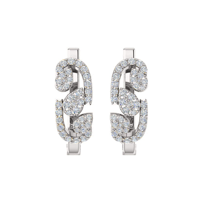 Orecchino da donna Hoops & Huggies in argento sterling RKC 925 con rosa 14k su peso 5,00 g, altezza 20,50 mm