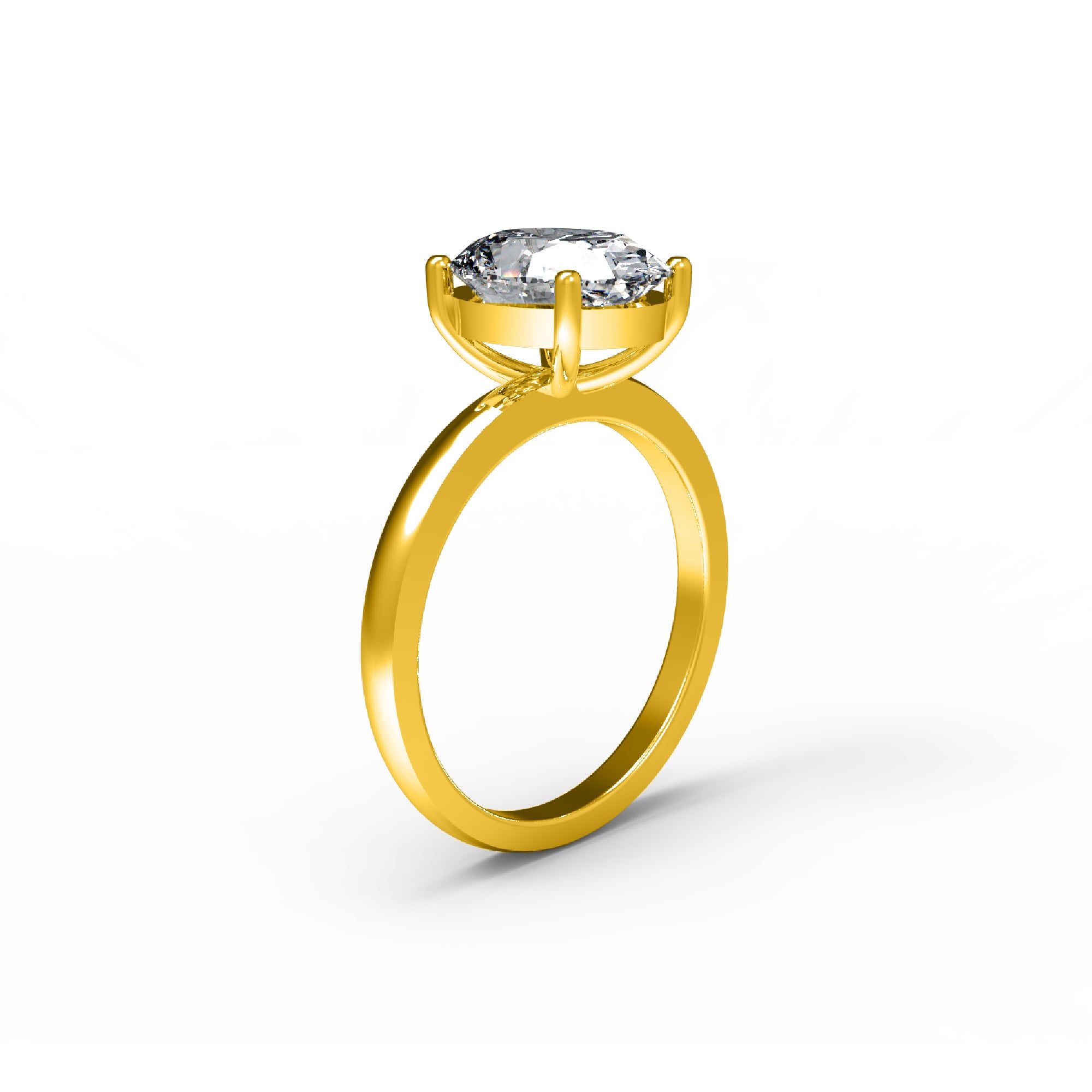 Anello di fidanzamento con moissanite a taglio ovale RKC da 5 ct, argento 925, placcato in oro giallo 14k per donna, peso 3,20 g.