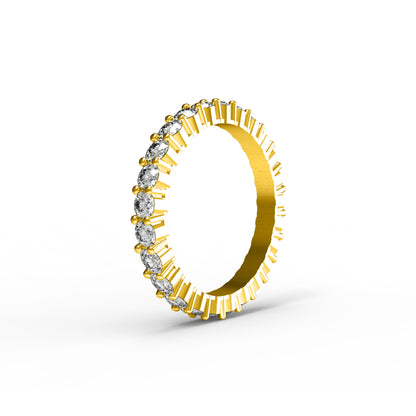 RKC Moissanit Full Eternity Bandring aus 925er Sterlingsilber mit Gelbgoldbeschichtung, Gewicht 2,80 ct, Breite 2,50 mm