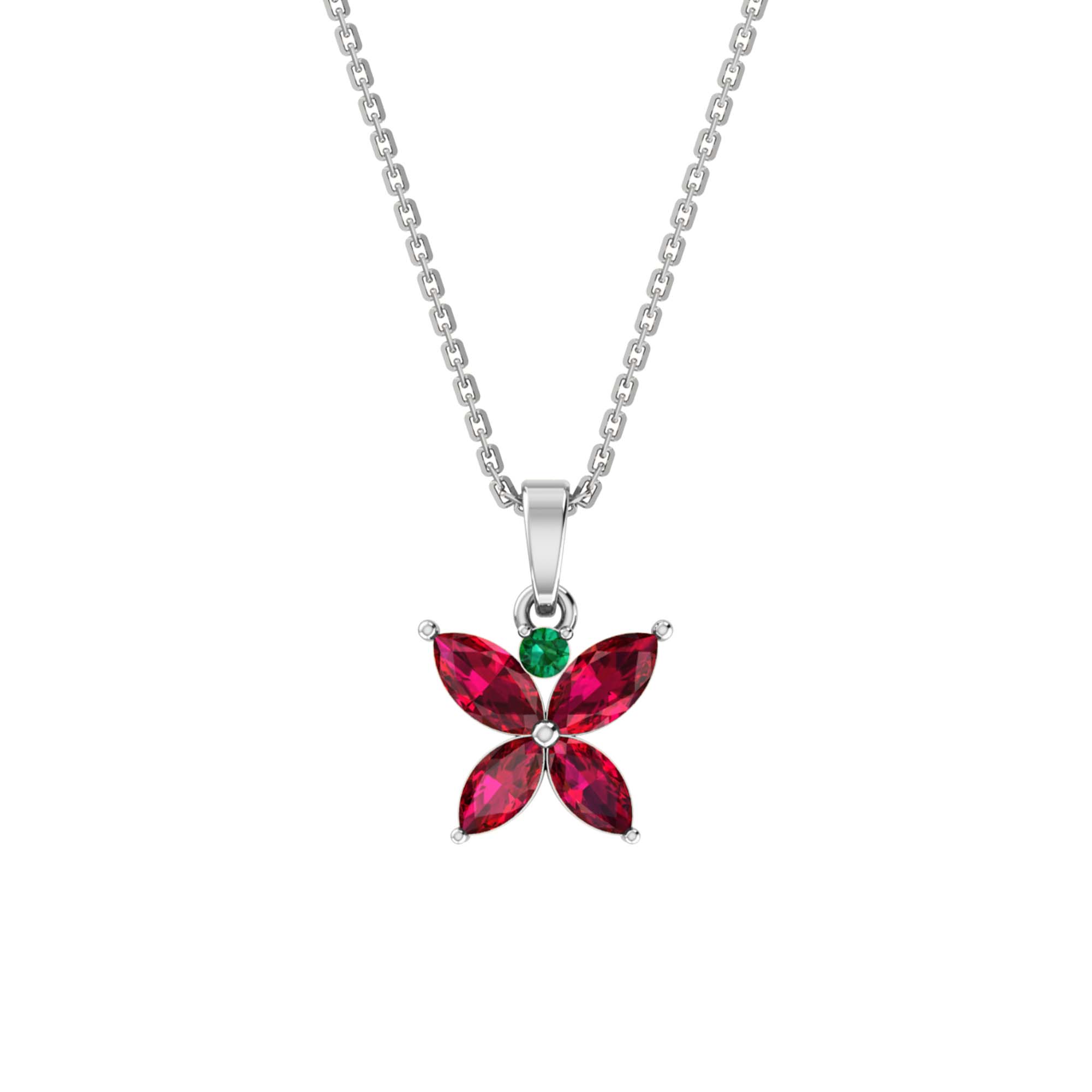 RKC Golden Stunning Flower Gemstone Shape Mini Pendant Necklace With Chain Birthday Gift