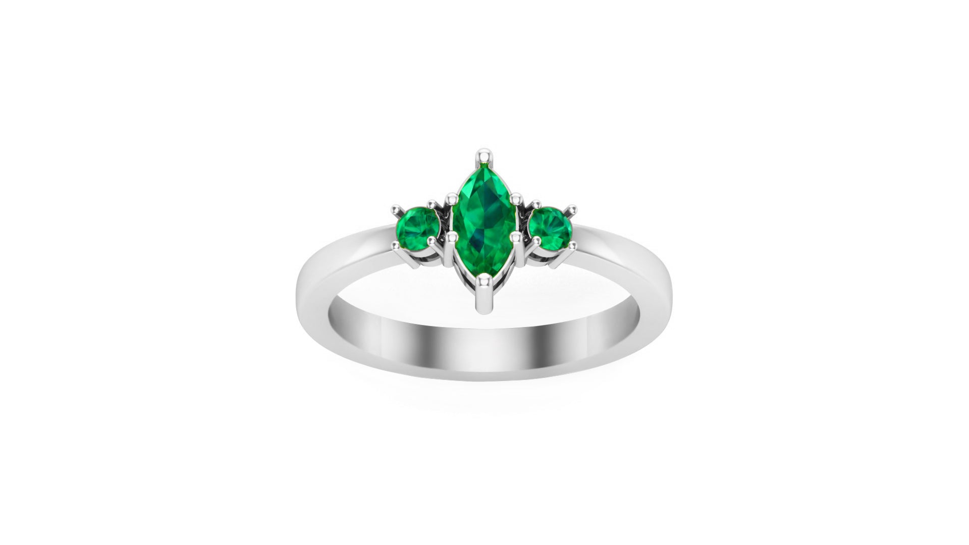 RKC 1.20 Ct Marquise Cut Green Emerald Engagement Rings 14k Yellow/White Gold Plated 925 Silver