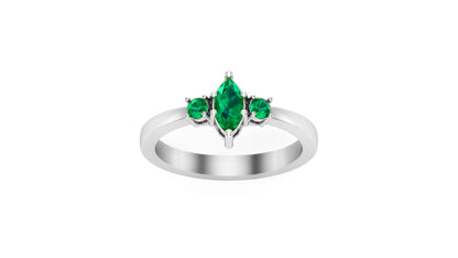 RKC 1.20 Ct Marquise Cut Green Emerald Engagement Rings 14k Yellow/White Gold Plated 925 Silver