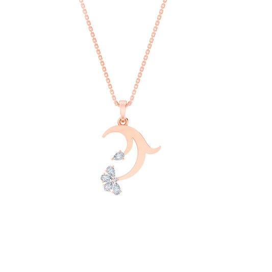 RKC Rose Gold Elegant Moissanite Flower Pendant With Chain