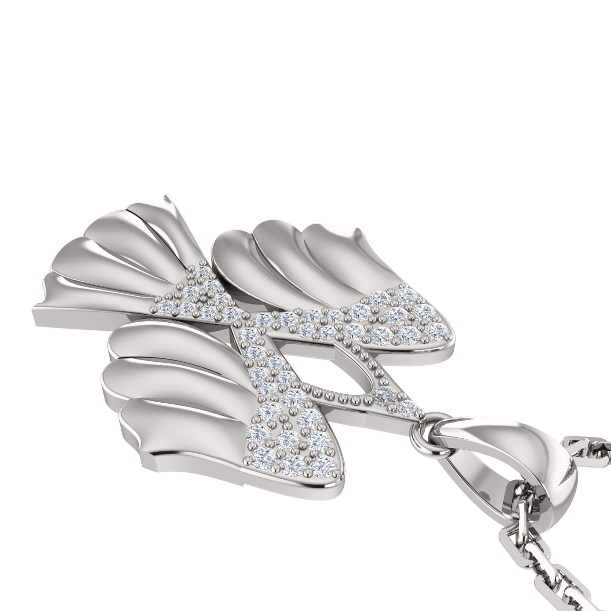 RKC 0,14 Karat Moissanit-Flügel-Anhänger, 925er Silberschmuck, 14 Karat Gelbgold vergoldet, Gewicht 4,00 g, Höhe 17,50 mm