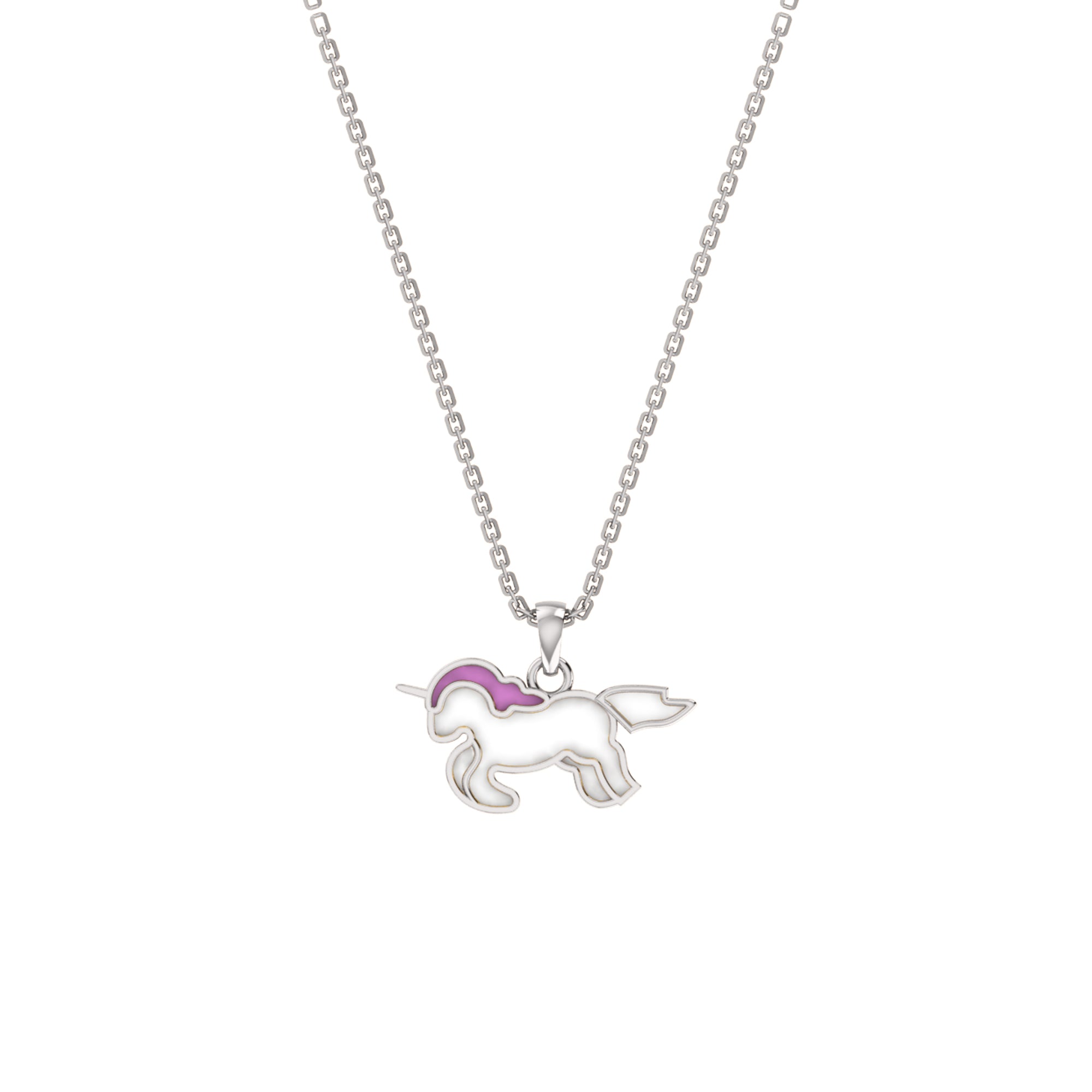 RKC Emaille-Einhorn-Anhänger, 925er Silber, Schmuck, 14 Karat Gelbgold vergoldet, Produktgewicht: 3,80 g, Höhe: 12,00 mm