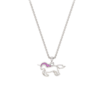 RKC Emaille-Einhorn-Anhänger, 925er Silber, Schmuck, 14 Karat Gelbgold vergoldet, Produktgewicht: 3,80 g, Höhe: 12,00 mm