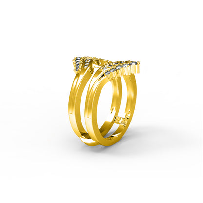 RKC Moissanit 925 Sterling Silber Hochzeit Enhancer Guard Verlobungsring 14 Karat Roségold vergoldet, Gewicht 6 g, Breite 6,50 mm