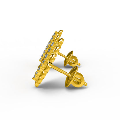 Orecchino a bottone da sposa da donna in argento sterling RKC con finitura in oro giallo 14K da 3,50 Gm, altezza 14,00 MM