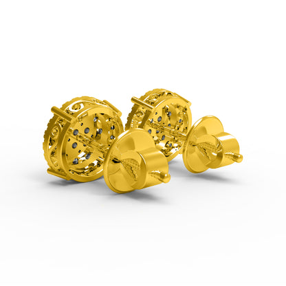 RKC Damen-Ohrstecker aus 925er-Sterlingsilber mit Schraubverschluss, 14 Karat Gelb, Gewicht 2,80 GM, Höhe 9,50 mm