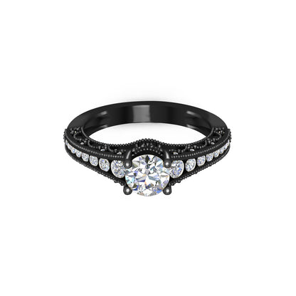 RKC Anello rotondo con Moissanite per fidanzata Argento sterling 925 in ceramica nera Peso 3,30 g Larghezza 2,50 MM