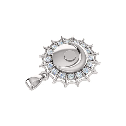 Ciondolo luna Moissanite RKC da 0,48 ct, gioielli in argento 925, placcato oro giallo 14 carati, 4,80 g, altezza 27 mm