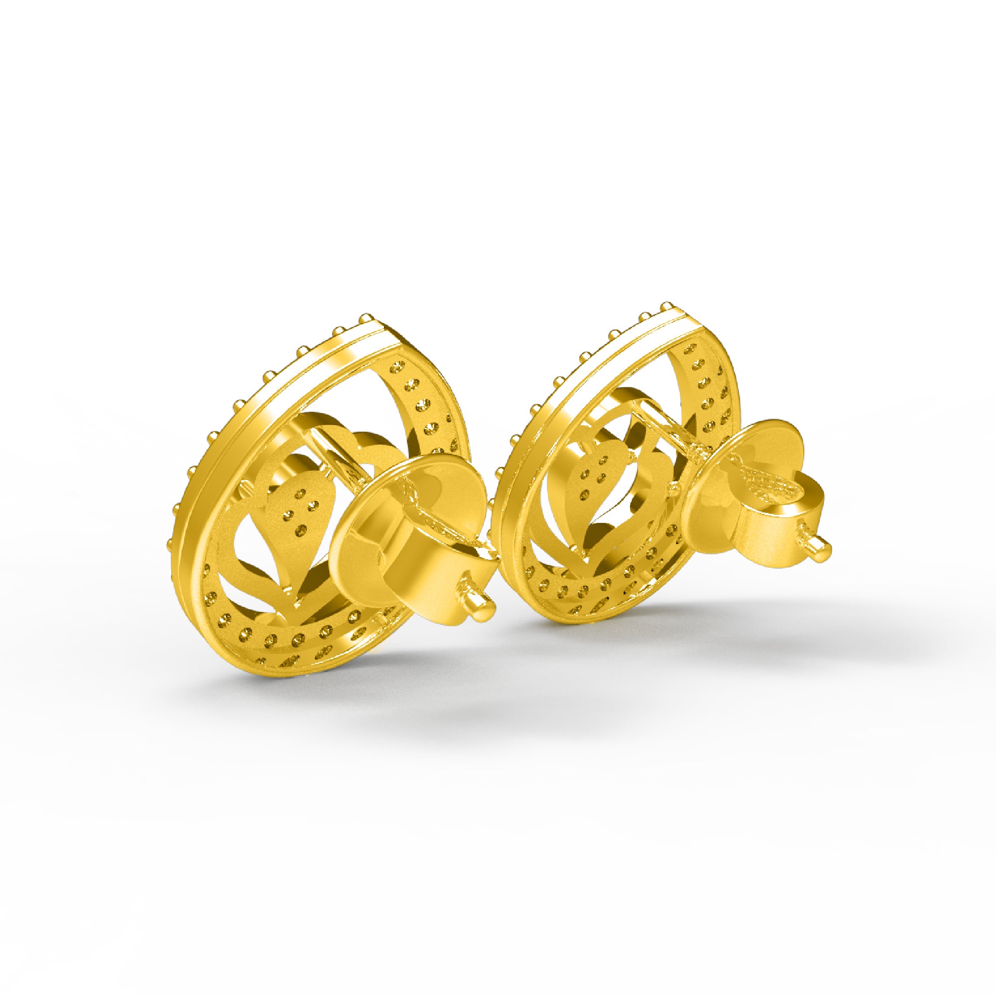 RKC 925 Sterling Silber blattförmiger Damen-Ohrstecker für den täglichen Gebrauch, 14 Karat Rose über dem Produkt, Gewicht 1,80 GM, Höhe 12,00 mm