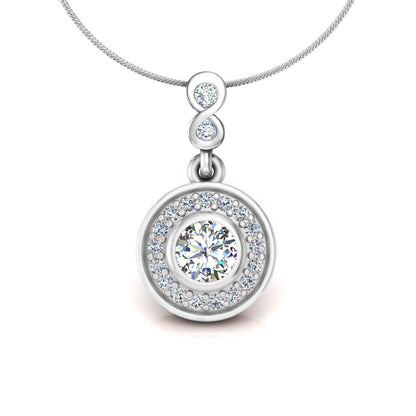 RKC Silver Halo 0,55 CT Moissanit runder Damen-Anhänger, 925er Silber, Gewicht 2,8 g, Höhe 15 mm
