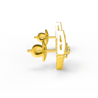 RKC Damen-Ohrring, offener quadratischer Ohrstecker aus 925er-Sterlingsilber, 14 Karat Rose, über 2,00 g, Höhe 11,20 mm