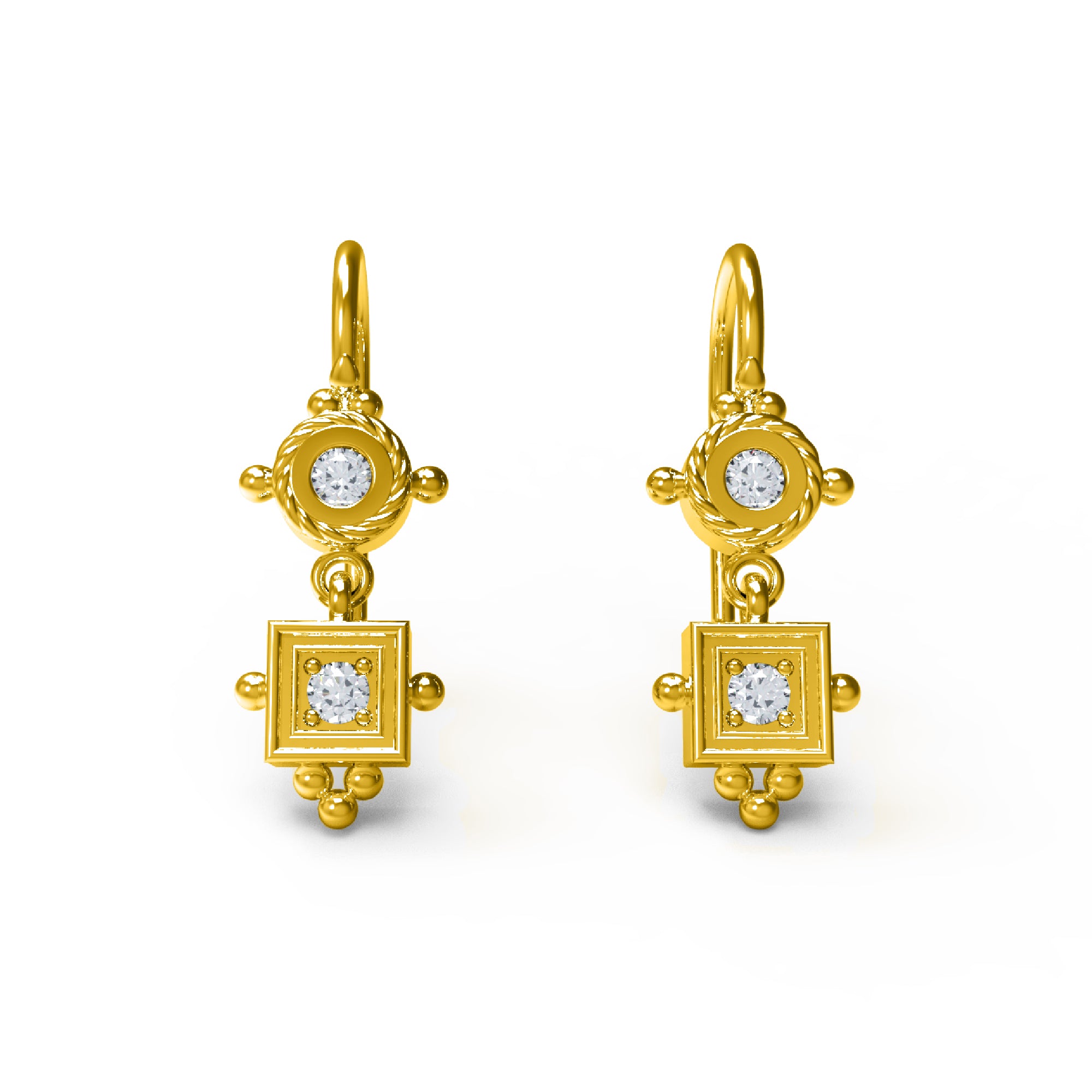 RKC Damen-Ohrring aus 925er-Sterlingsilber, 14 Karat Gelb, Produktgewicht: 4,20 GM, Höhe: 25,00 mm