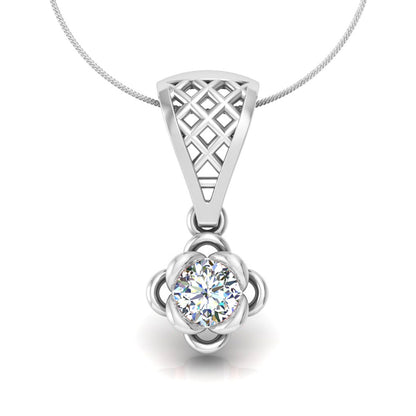 RKC handgefertigter Tropfen-Anhänger mit Blumen-Moissanit-Motiv aus Sterlingsilber, 14 Karat Weißgold vergoldet