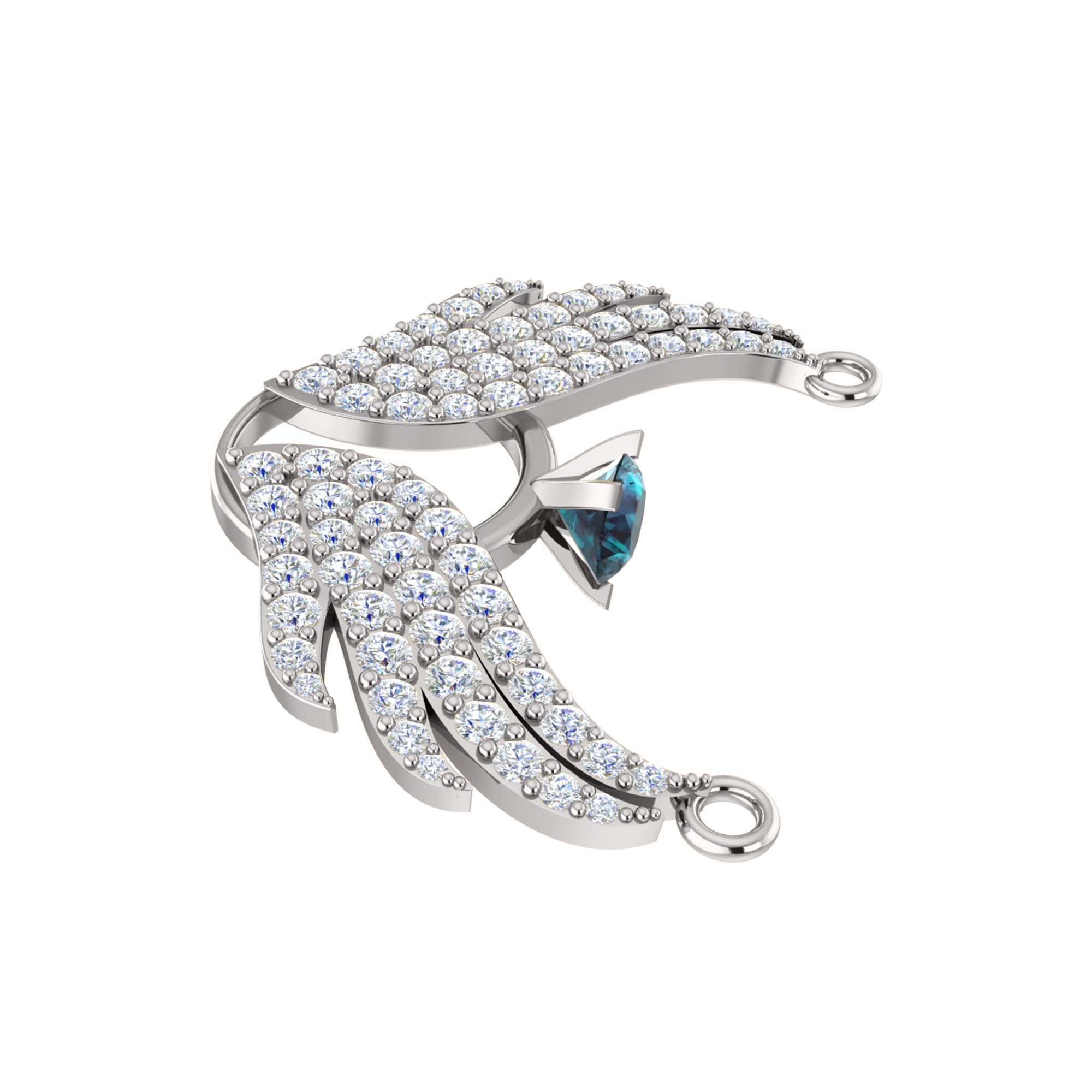 RKC 1,05 Karat Flügel-Anhänger, 925er Silberschmuck, 14 Karat Gelbgold vergoldet, Gewicht 5,60 g, Höhe 17,20 mm