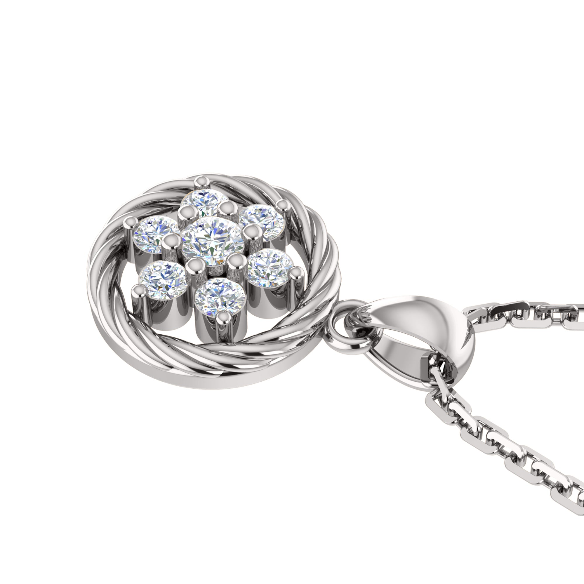 Ciondolo floreale in moissanite da 0,25 ct RKC, gioielli in argento 925, placcato in oro giallo 14 carati, peso 3,80 g, altezza 16,50 mm