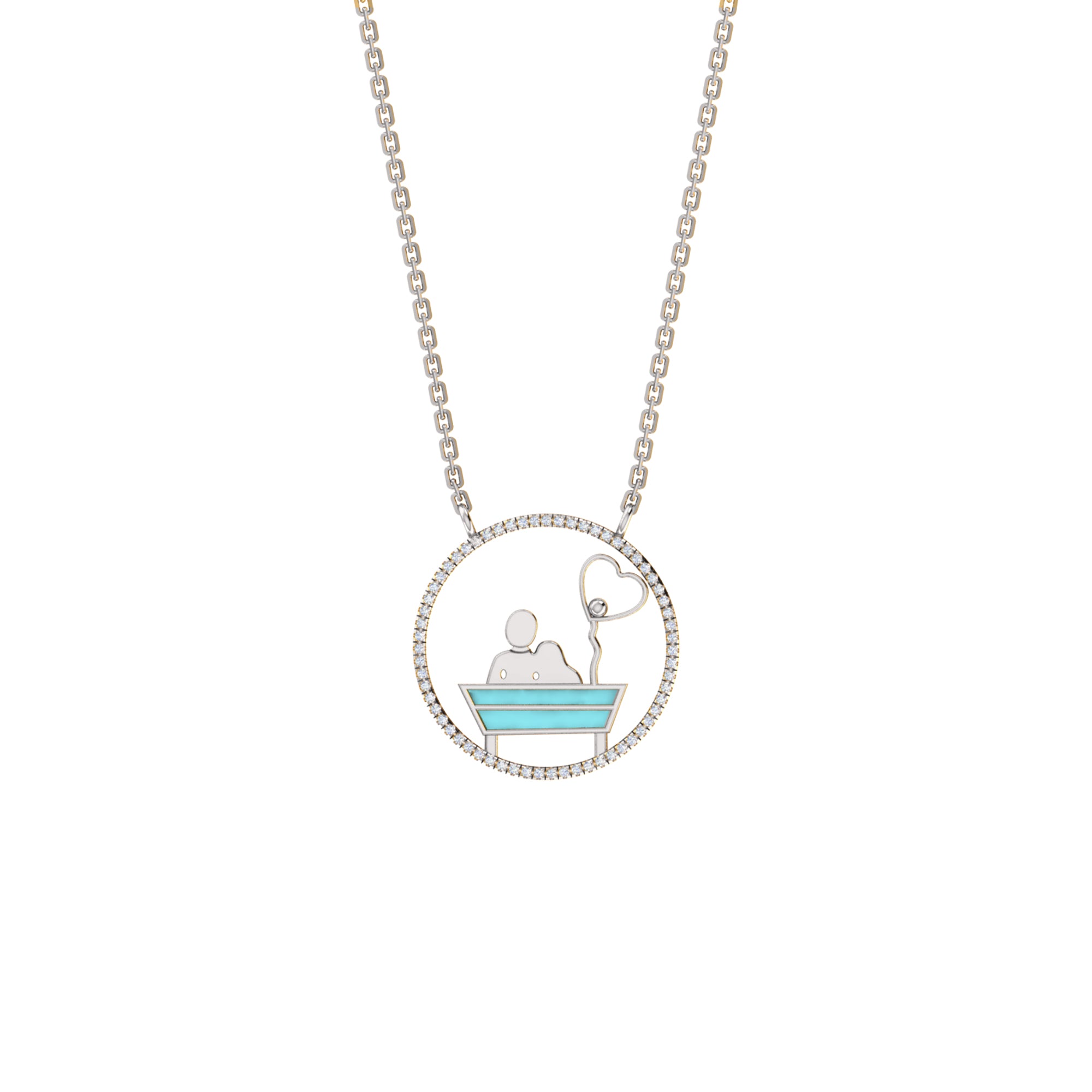 RKC 0,16 Karat Moissanit-Emaille-Anhänger, 925er Silber, Schmuck, 14 Karat Roségold vergoldet, Produktgewicht: 3,80 g, Höhe: 20,00 mm
