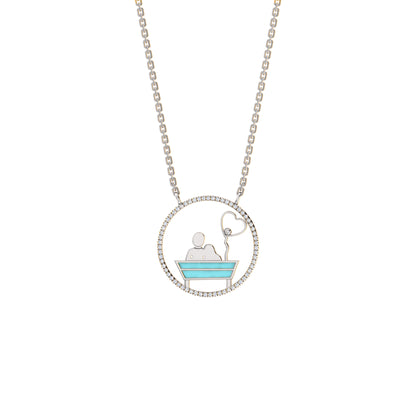 RKC 0,16 Karat Moissanit-Emaille-Anhänger, 925er Silber, Schmuck, 14 Karat Roségold vergoldet, Produktgewicht: 3,80 g, Höhe: 20,00 mm
