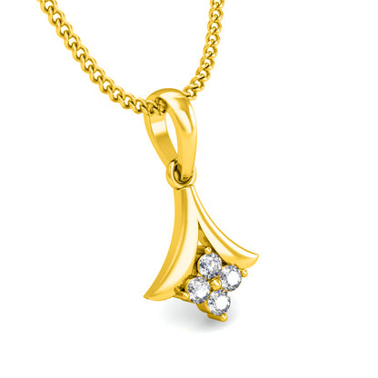 RKC Vier-Steine-Silber-Moissanit-Anhänger mit 0,06 Karat für Damen, 14-Karat-Gelbgold-Finish, Gewicht 2,6 Gramm, Höhe 14 mm