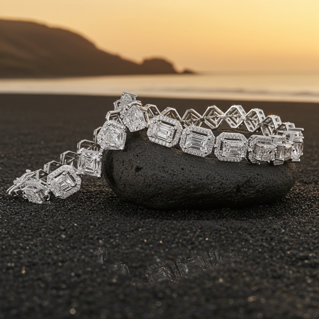 RKC 925 Sterling Silwer 0.39Ct Moissanite Damesarmband 14K Geelgoud Vergulde Wt 11.50gm