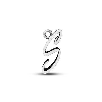 Ciondolo da donna con lettera "S" personalizzata in argento RKC, placcato in oro bianco 14 carati, peso 2,50 g, altezza 14,00 mm