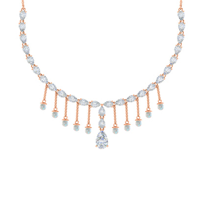 RKC Silver Statement Necklace 24 Carat Cubic Zirconia Necklace For Our Better Half Person Weight- 15gm