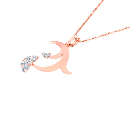 RKC Rose Gold Elegant Moissanite Flower Pendant With Chain