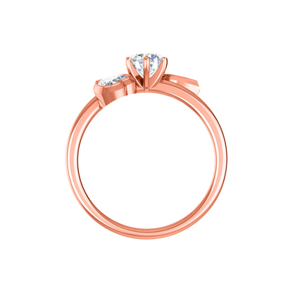 Anello di fidanzamento rotondo con tre pietre RKC in argento 925 placcato in oro giallo 14 carati per donna Peso 2,20 g