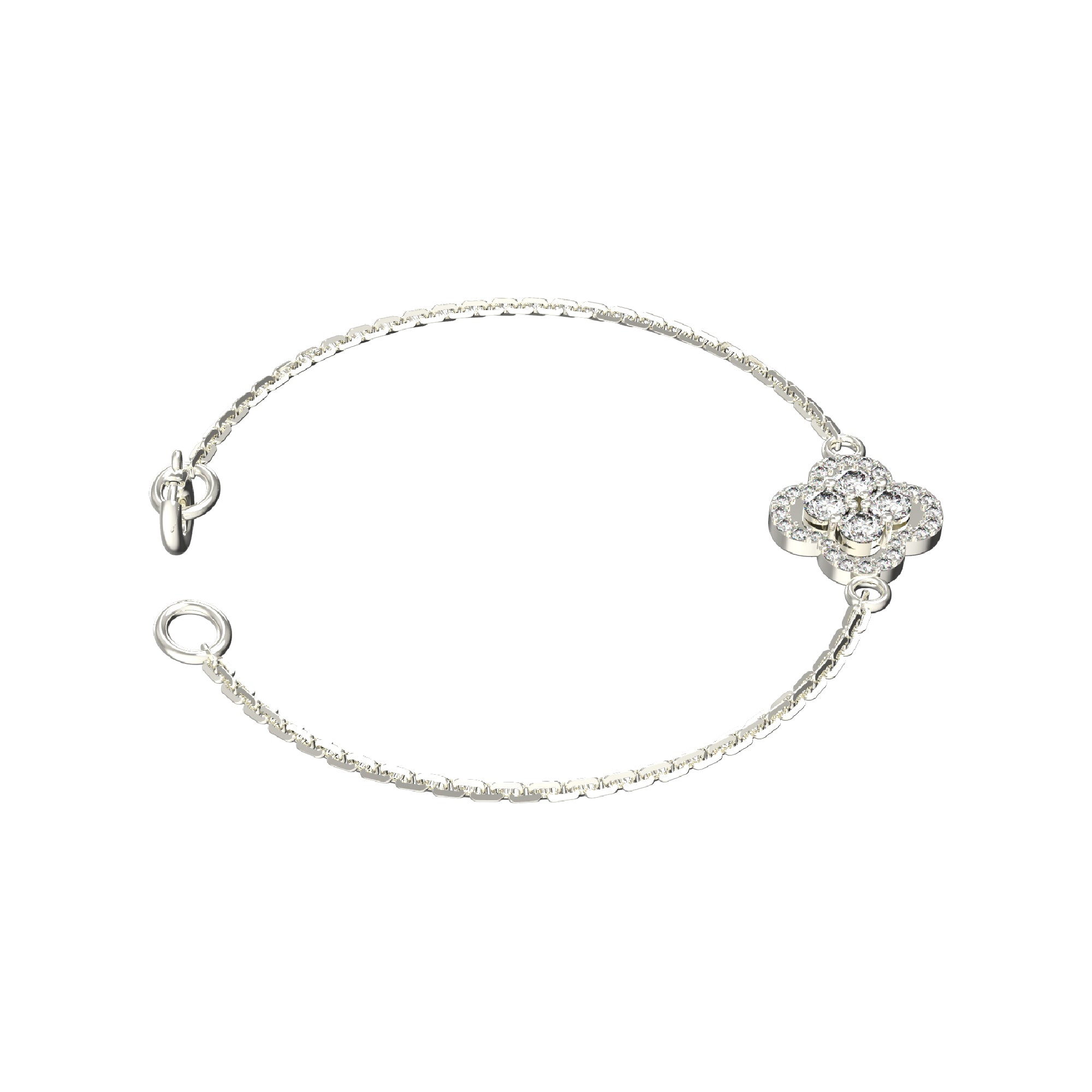 Bracciale da donna floreale in moissanite RKC in argento sterling 925 da 1,00 ct, placcato in oro giallo 14 carati, peso 2,85 ct