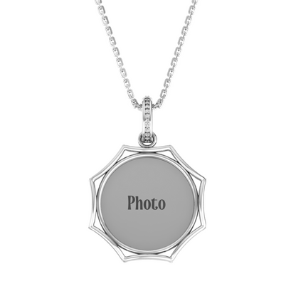 RKC 14k Yellow Gold Plated Round Cut Moissanite Photo Pendant Necklace With Chain 18 Inch