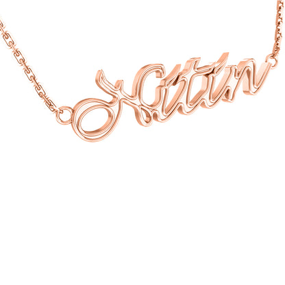 RKC personalisierte Namensanhänger-Halskette, 925er Silberschmuck, 14 Karat Rosévergoldung, Produktgewicht: 3,50 GM, Höhe: 8,00 mm
