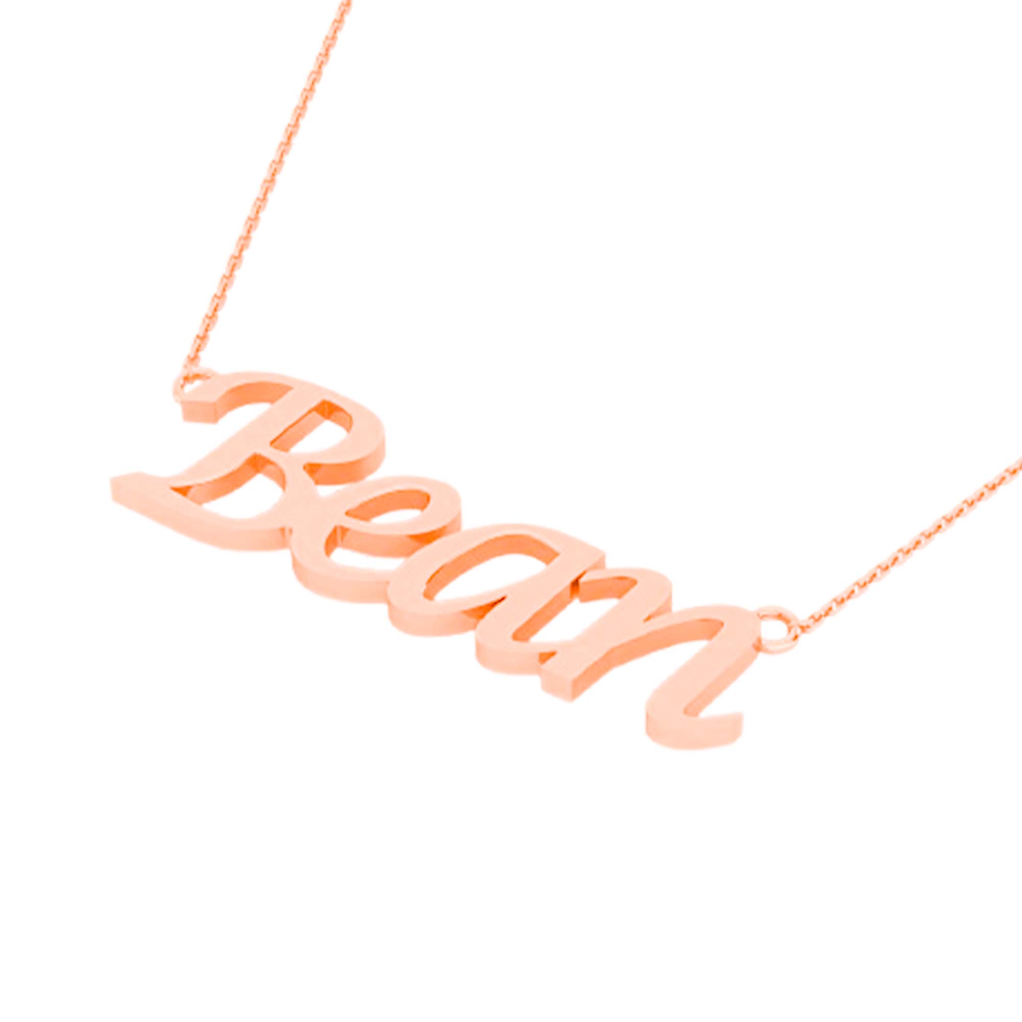 RKC Bean Initial Name Pendant Necklace 14k Yellow Gold Plated 925 Silver Gift For Women's Weight 3.5 gm