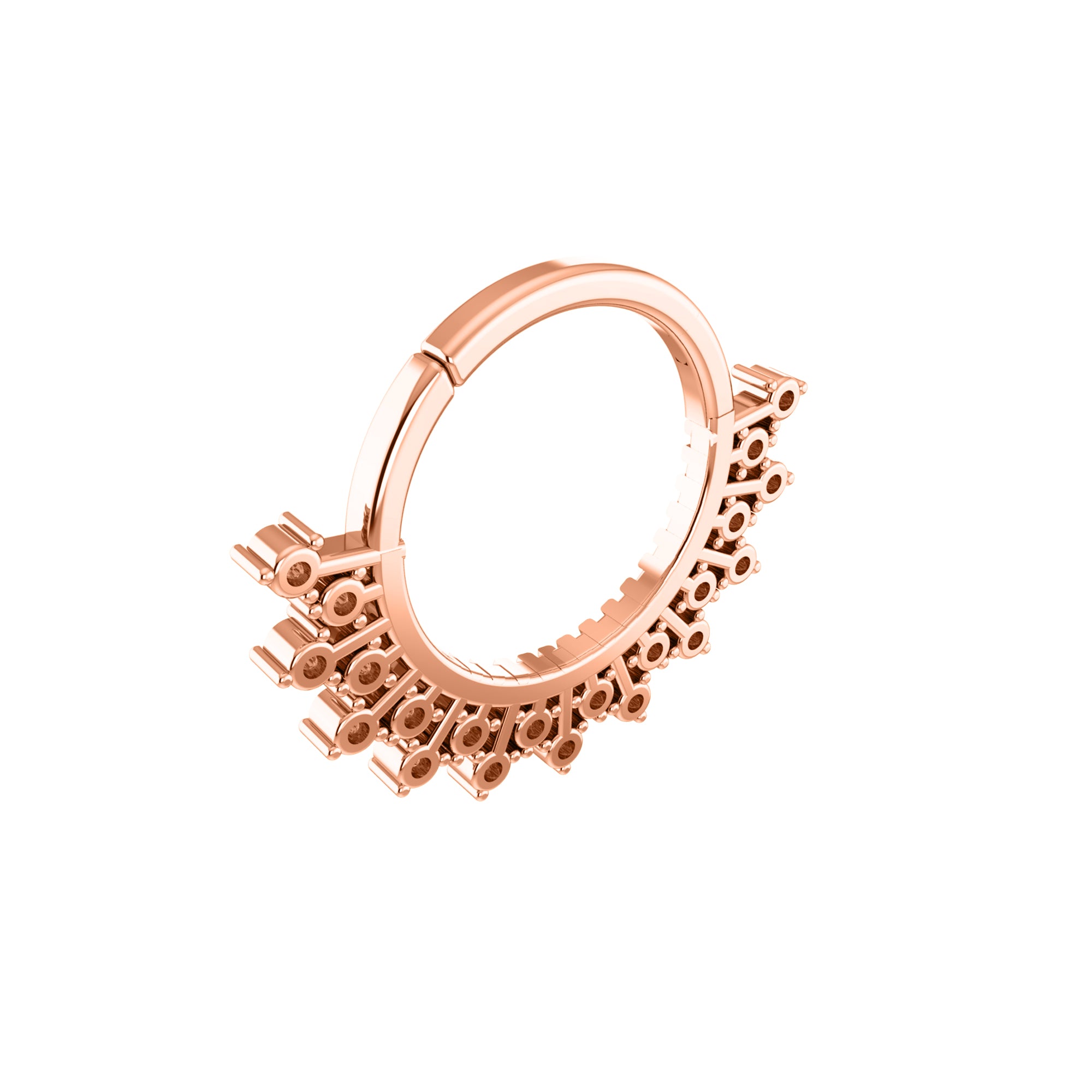 RKC JEWELRY Anello da naso da donna con Moissanite floreale in argento sterling 925, placcato in oro rosa 14k, peso 2,60 GM