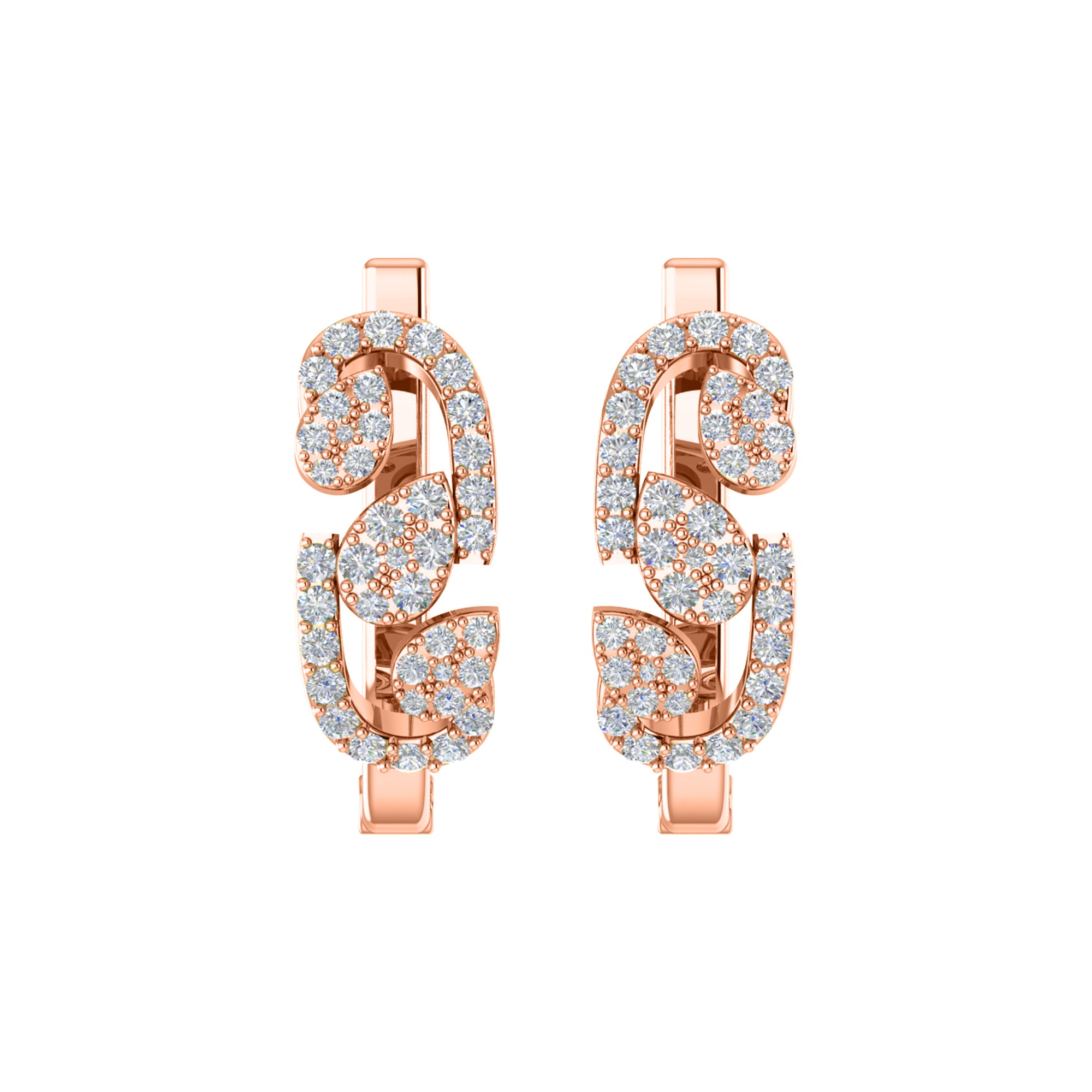 Orecchino da donna Hoops & Huggies in argento sterling RKC 925 con rosa 14k su peso 5,00 g, altezza 20,50 mm
