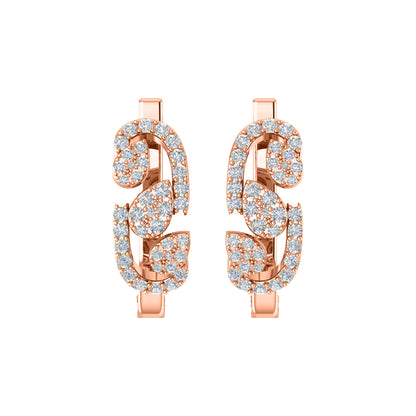 Orecchino da donna Hoops & Huggies in argento sterling RKC 925 con rosa 14k su peso 5,00 g, altezza 20,50 mm