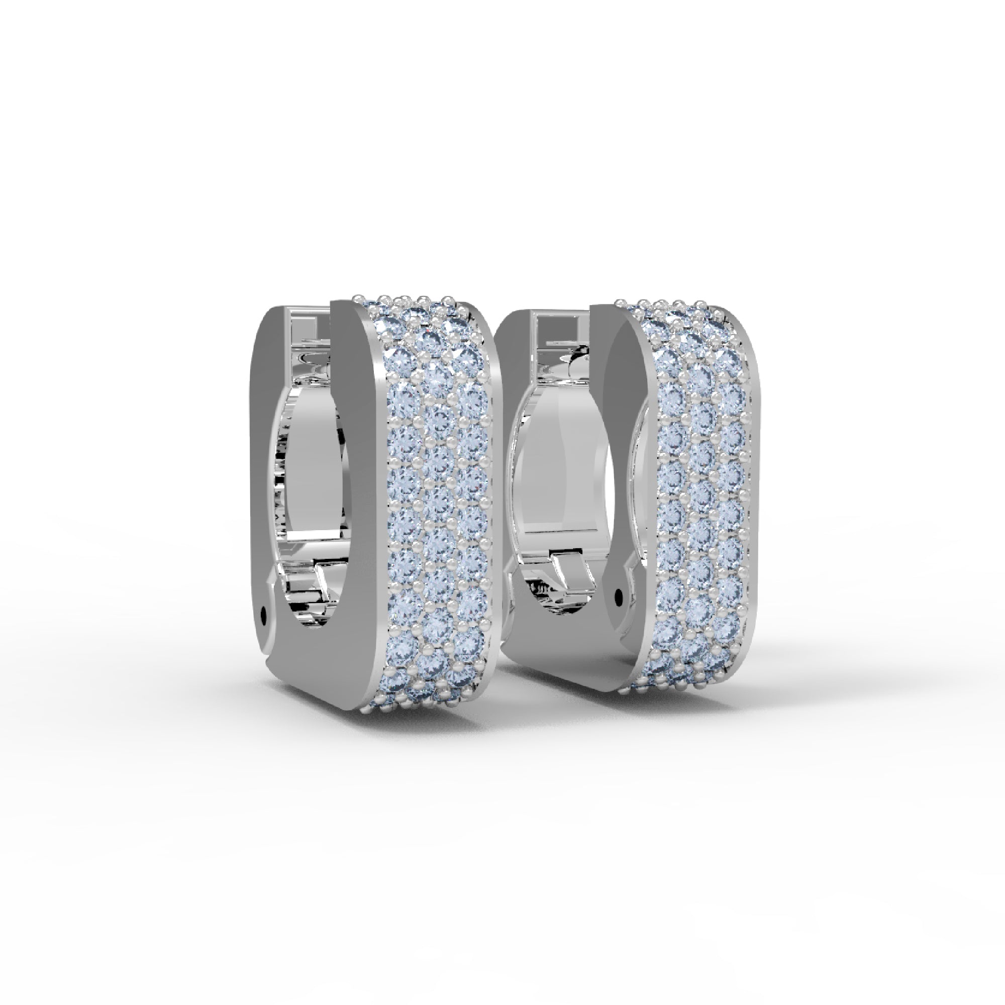 RKC Damen-Ohrring aus 925er-Sterlingsilber, quadratisch, 14 Karat Weiß, Gesamtgewicht: 3,60 GM, Höhe: 11,50 mm